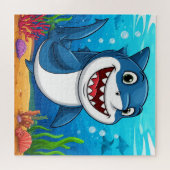 Puzzle Caricature souriante Requin nager sous l'eau (Horizontal)