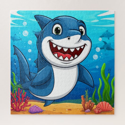 Puzzle Caricature souriante Requin nager sous l'eau (Vertical)