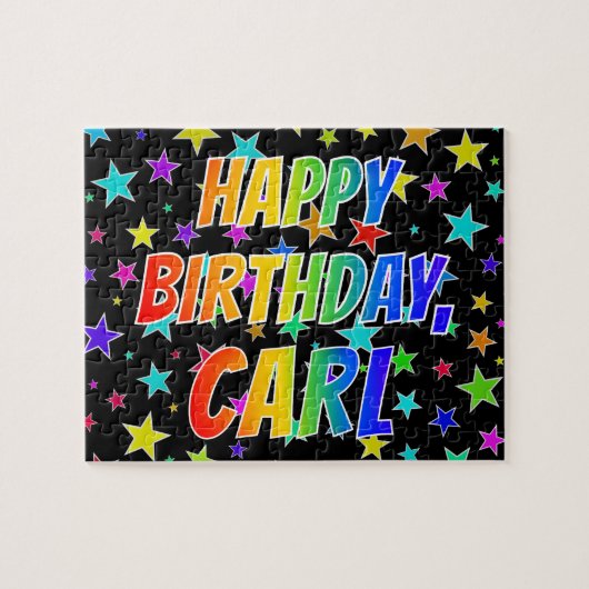 Puzzle "CARL" Prénom, amusant "HEUREUX ANNIVERSAIRE" (Horizontal)