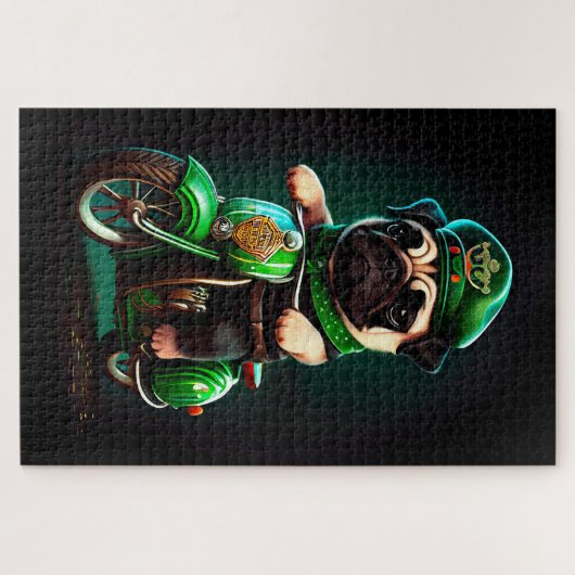 Puzzle Carlin Chien Conduite Vélo St. Patrick's Day (Horizontal)