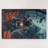 Puzzle Carlin équitation moto Halloween effroi (Horizontal)