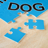 Puzzle Carlin fou petit chien sur bleu (Côté)