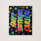 Puzzle "CARLOS" Prénom, amusant "HEUREUX ANNIVERSAIRE" (Vertical)