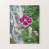 Puzzle Carnation rose avec marguerites (Vertical)