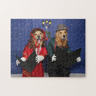 Puzzle Carolers de Noël de golden retriever