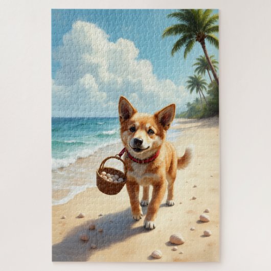 Puzzle Carolina Dog Beach Shell Scene (Vertical)