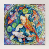 Puzzle Carpe Koï en Verre Coloré (Horizontal)