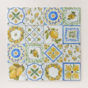 Puzzle Carré Motif Sicilienne Lemons Watercolor