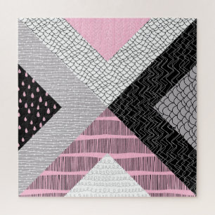 Puzzle Carreaux de patchwork, motif de dessin main libre.