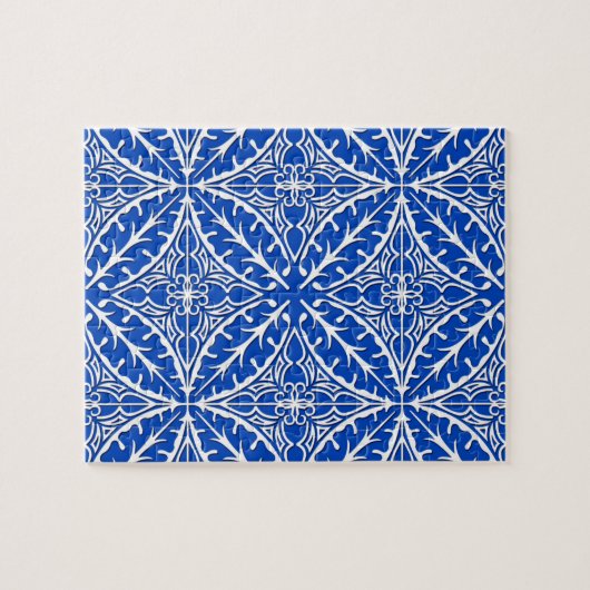 Puzzle Carreaux marocains - bleu cobalt et blanc (Horizontal)