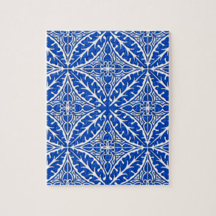 Puzzle Carreaux marocains - bleu cobalt et blanc