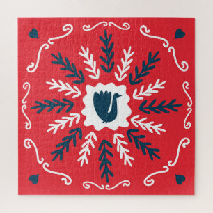 Puzzle Carrelage de Noël Folk Doodle Art