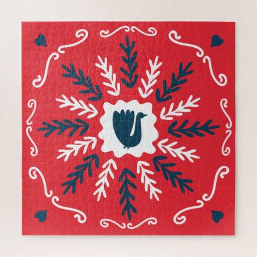 Puzzle Carrelage de Noël Folk Doodle Art (Vertical)
