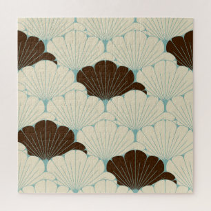 Puzzle Carrelage en feuillage bleu style japonais