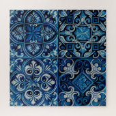 Puzzle Carrelage en mosaïque bleu marine. motif floral Ab (Horizontal)