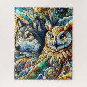 Puzzle Carrelage mosaïque Loup et hibou (Vertical)
