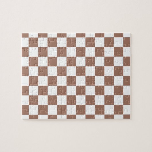 Puzzle Carrés Checker mocha brun blanc géométrique rétro (Horizontal)
