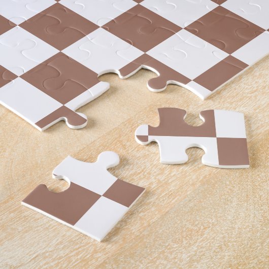 Puzzle Carrés Checker mocha brun blanc géométrique rétro (Côté)