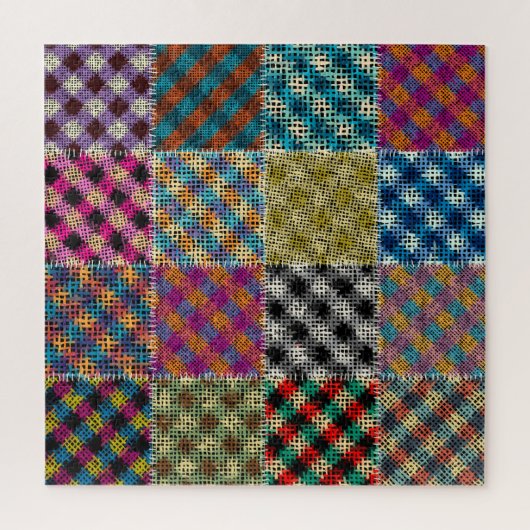 Puzzle Carrés de toile arrondie Patchwork Vintage (Vertical)