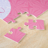 Puzzle Carrés ondulés rose clair Initiale personnalisée (Côté)