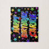 Puzzle "CARRIE" Prénom, Amusant "HEUREUX ANNIVERSAIRE" (Vertical)