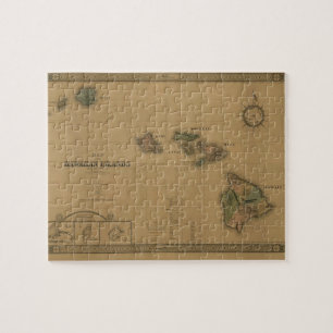 Puzzle Carte 1876 - îles d'Hawaï de cru hawaïennes