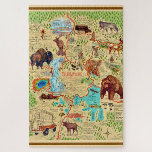 Puzzle Carte 20x30 en pierre jaune illustrée