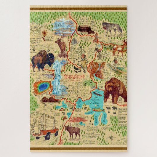 Puzzle Carte 20x30 en pierre jaune illustrée (Vertical)