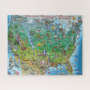 Puzzle Carte affiche amusante des États-Unis d'Amérique