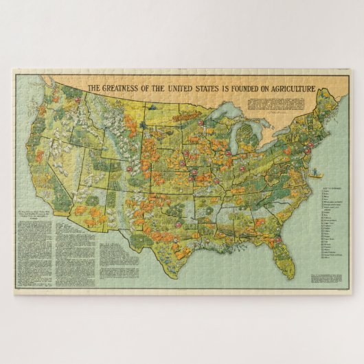 Puzzle Carte agricole vintage des États-Unis (1922) (Horizontal)