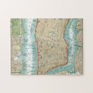 Puzzle Carte antique de Lower Manhattan et de Central