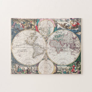 Puzzle Carte antique du monde de Double-Hémisphère