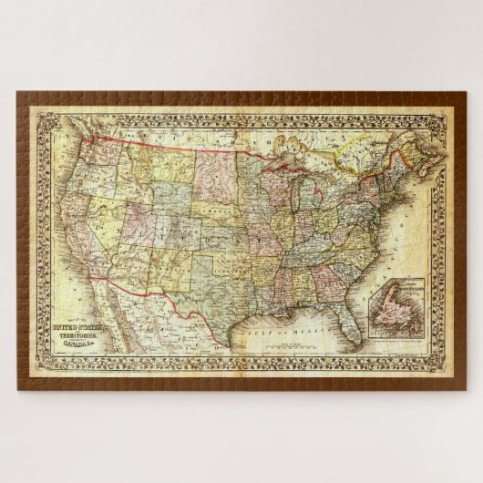 Puzzle Carte Antique États-Unis (Horizontal)