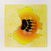 Puzzle Carte Australie Sunny Ours Avec Sunset Rétro (Horizontal)