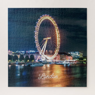 Puzzle Carte Blue Gold Cityscape Night Travel Londres