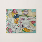 Puzzle Carte Bunny Pâques vintage (Horizontal)