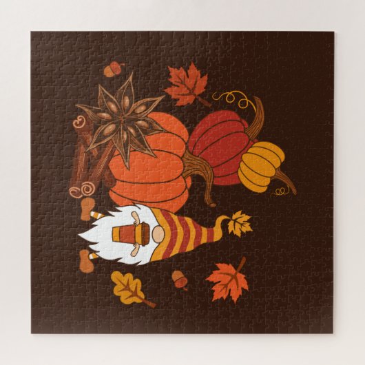 Puzzle Carte Citrouille Gnome d'automne (Horizontal)