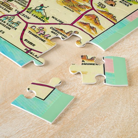 Puzzle Carte colorée illustrée Arizona (Côté)