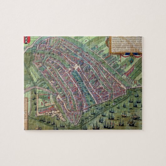 Puzzle Carte d'Amsterdam, de 'Civitates Orbis Terrarum (Horizontal)