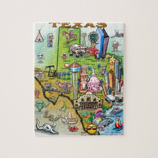 Puzzle Carte d'amusement du Texas (Vertical)