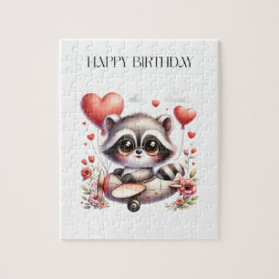 Puzzle Carte d'anniversaire de pilote raton laveur