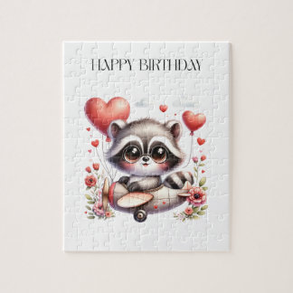 Puzzle Carte d'anniversaire de pilote raton laveur