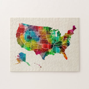 Puzzle Carte d'aquarelle des Etats-Unis