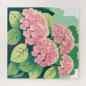 Puzzle Carte d'arbuste d'hortensia rose (Horizontal)