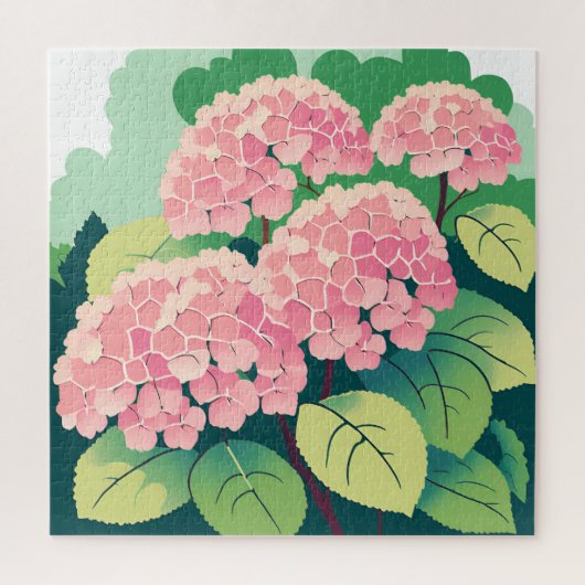 Puzzle Carte d'arbuste d'hortensia rose (Vertical)