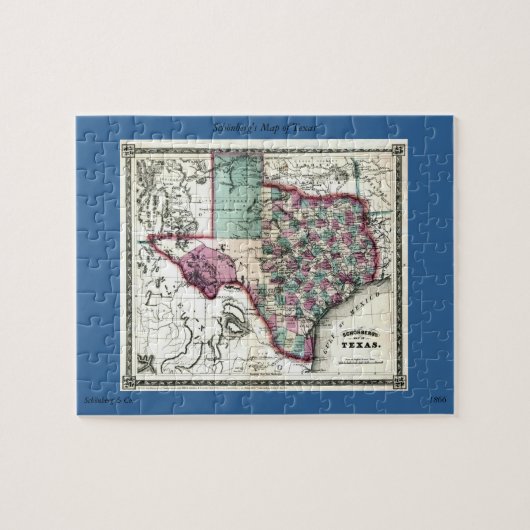 Puzzle Carte de 1866 antiquaires du Texas par Schönberg (Horizontal)