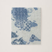 Puzzle Carte de batik de bleu d'indigo du monde (Vertical)