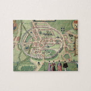 Puzzle Carte de Cantorbéry, de 'Civitates Orbis Terrarum