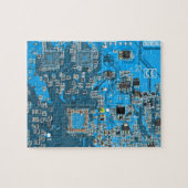 Puzzle Carte de circuit Geek d'ordinateur bleu (Horizontal)
