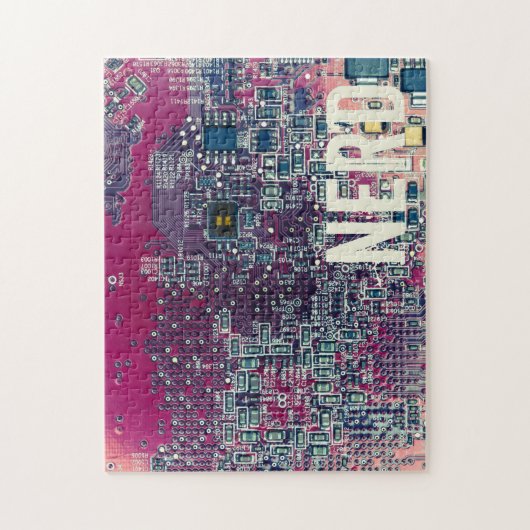 Puzzle Carte de circuit rouge conception rétro nerd (Vertical)